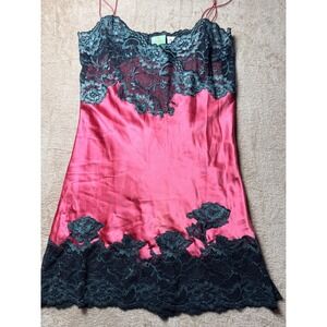VTG Mary Green Silk Lace Chemise Floral Slip Dress Small Romantic Coquette Chic